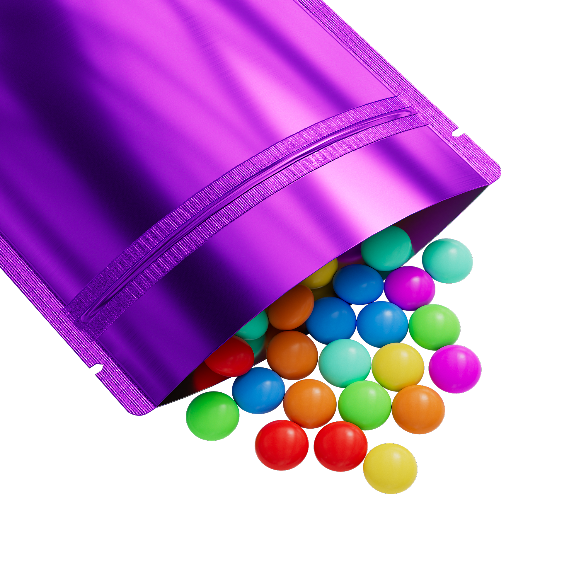 Reusable Flat Zipper Seal Bags – Glossy Grape Purple Metallic Mylar with Rounded Corners