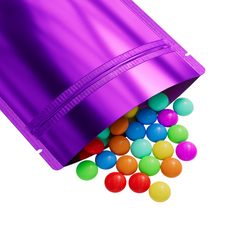 Reusable Flat Zipper Seal Bags – Glossy Grape Purple Metallic Mylar with Rounded Corners