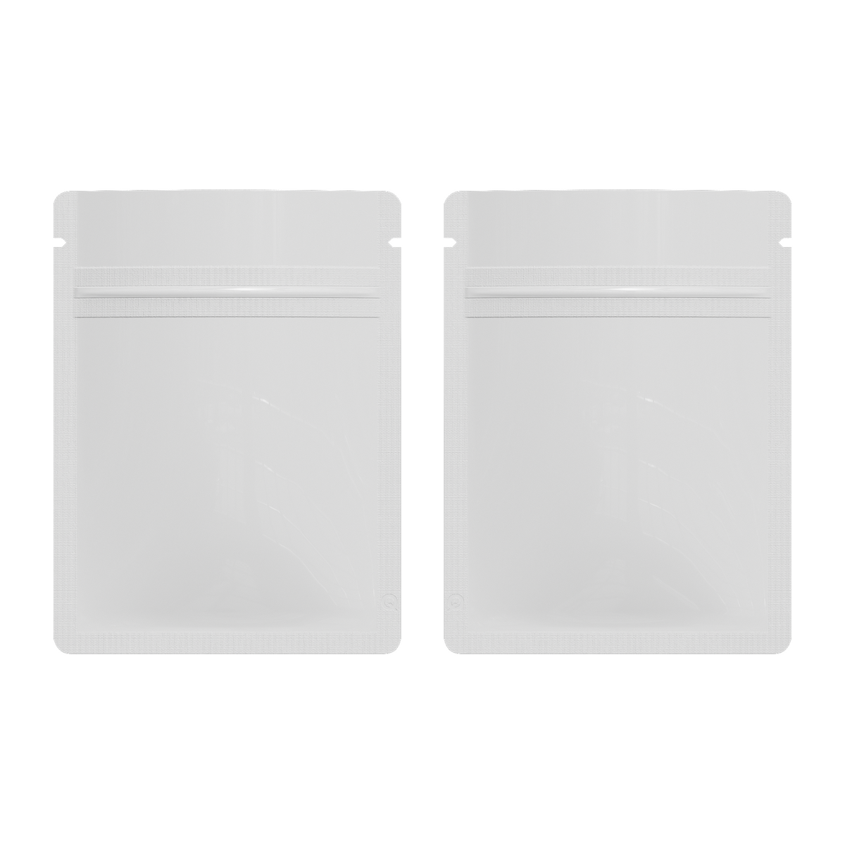 Reusable Flat Zipper Seal Bags – Glossy Milky White Metallic Mylar with Rounded Corners