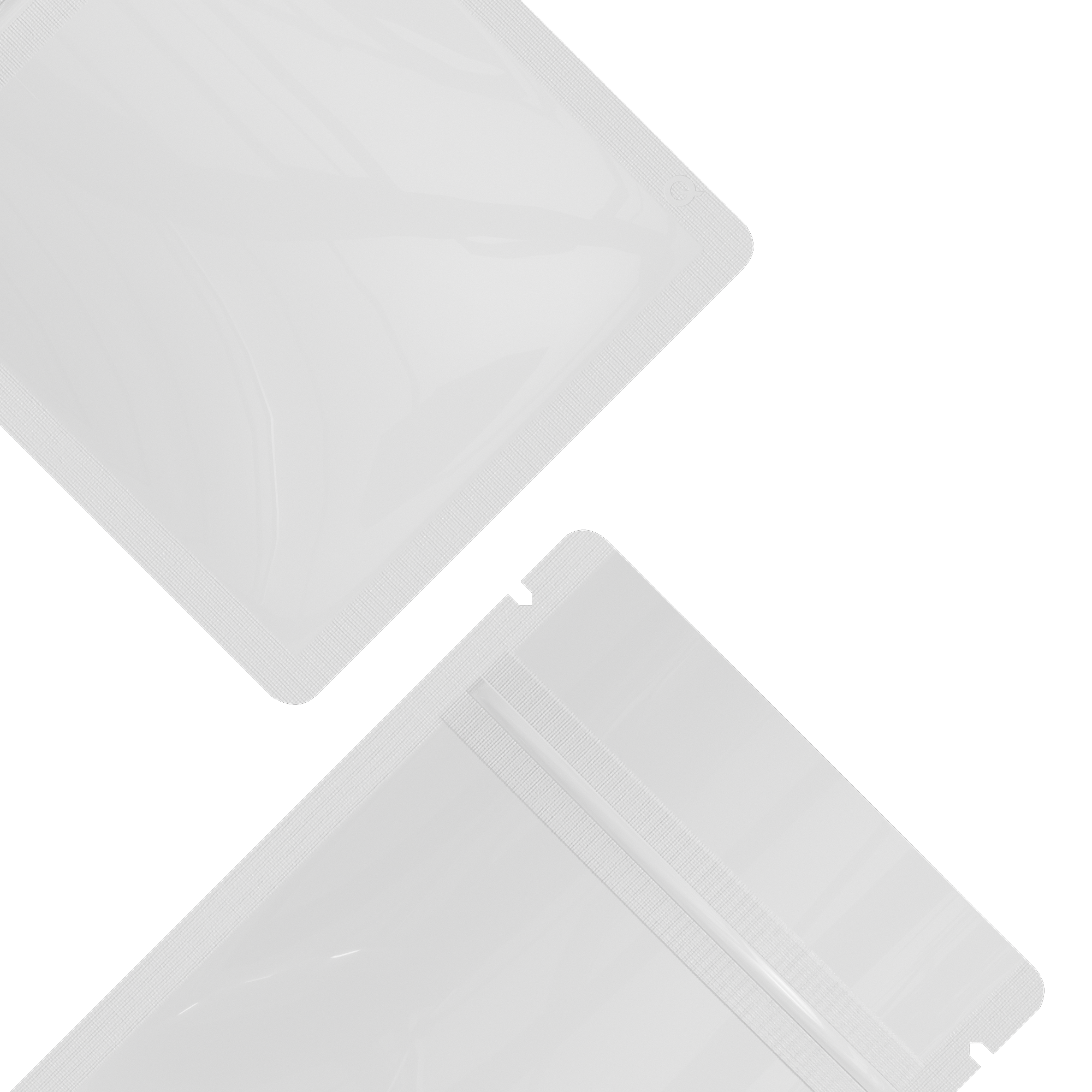 Reusable Flat Zipper Seal Bags – Glossy Milky White Metallic Mylar with Rounded Corners