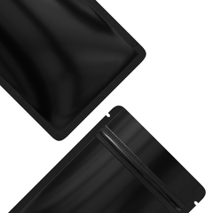 Reusable Flat Zipper Seal Bags – Glossy Mirror Black Metallic Mylar with Rounded Corners