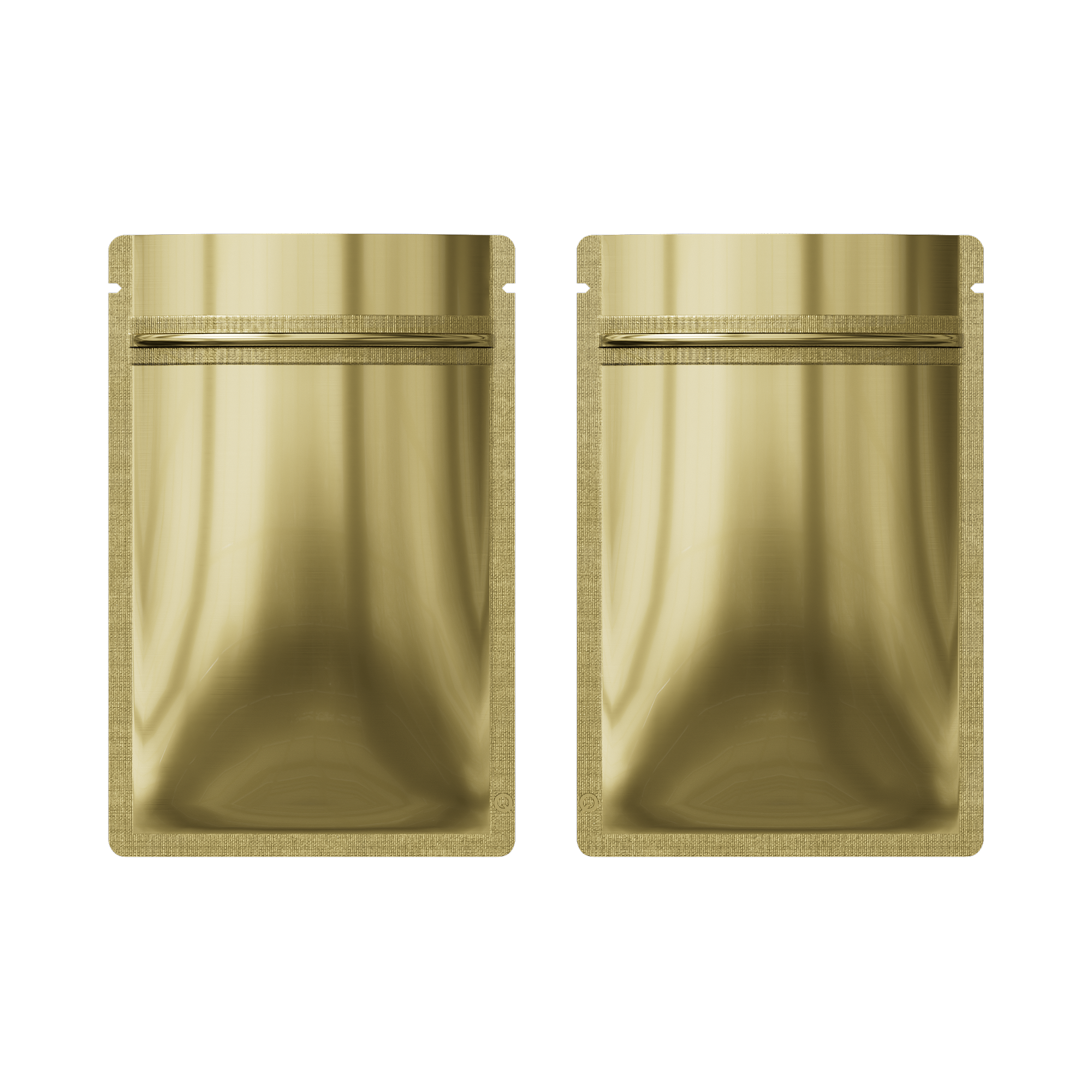 Glossy Yuma Gold Metallic Mylar Flat QuickQlick™ Bags with Rounded Corners