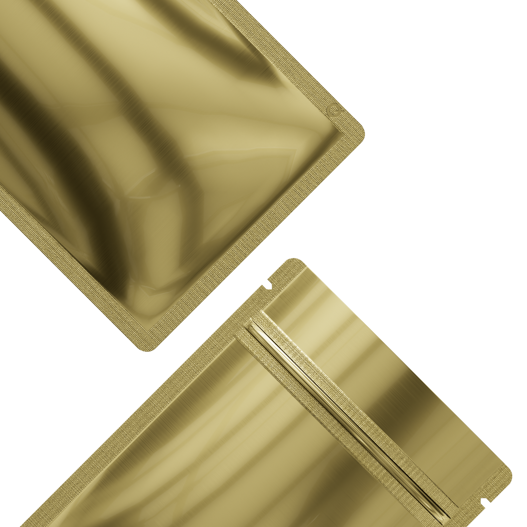 Glossy Yuma Gold Metallic Mylar Flat QuickQlick™ Bags with Rounded Corners