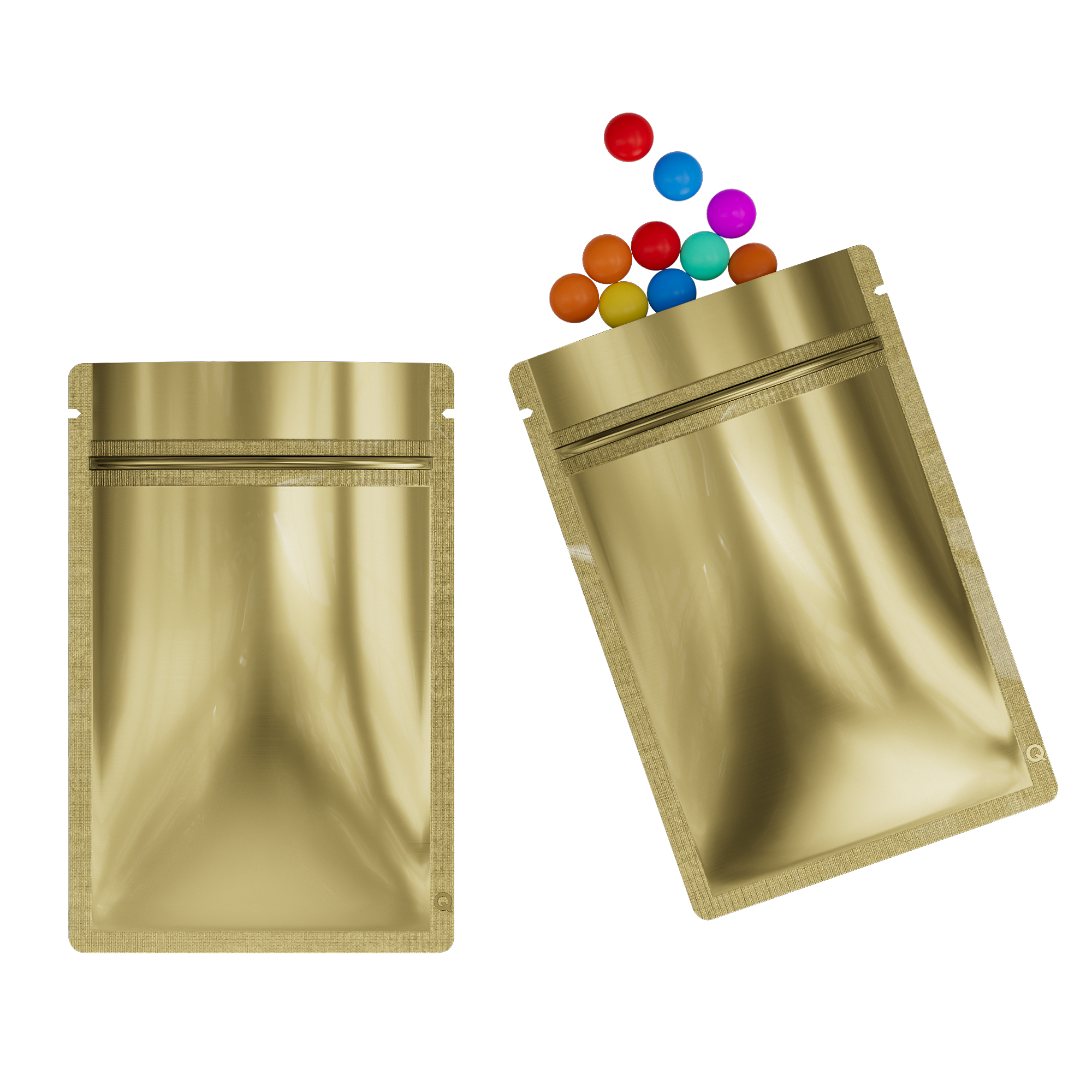 Glossy Yuma Gold Metallic Mylar Flat QuickQlick™ Bags with Rounded Corners
