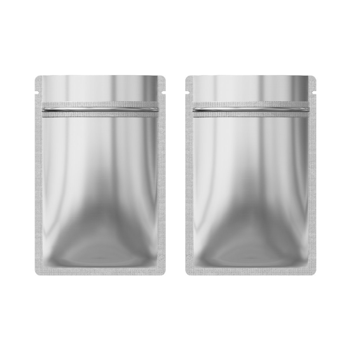 Reusable Flat Zipper Seal Bags – Chrome Silver Glossy Metallic Mylar with Rounded Corners