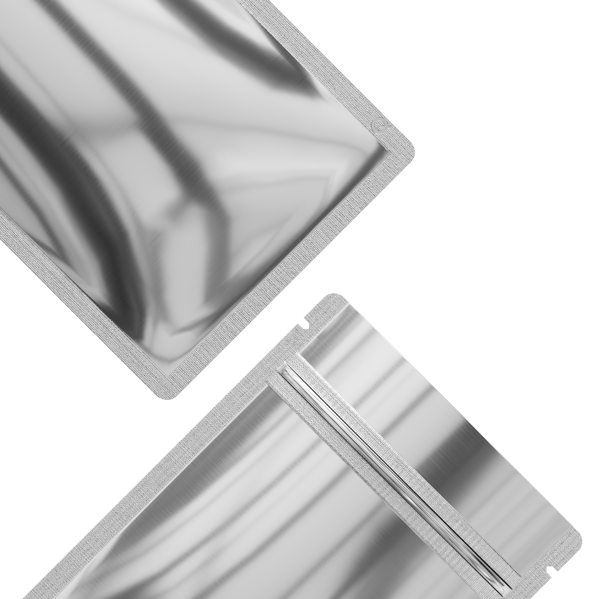 Reusable Flat Zipper Seal Bags – Chrome Silver Glossy Metallic Mylar with Rounded Corners