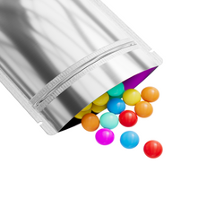 Reusable Flat Zipper Seal Bags – Chrome Silver Glossy Metallic Mylar with Rounded Corners