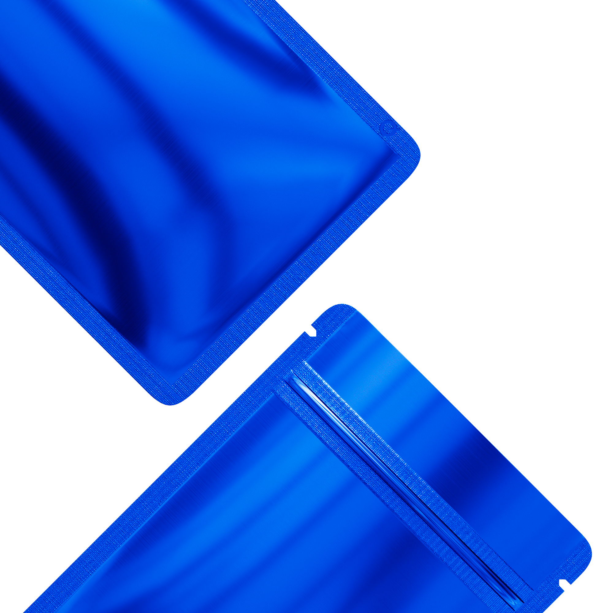 Metallic Mylar Flat Zipper Seal Bags – Glossy Lapis Lazuli Blue QuickQlick® Bags with Rounded Corners