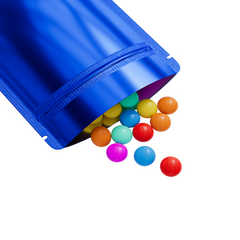 Metallic Mylar Flat Zipper Seal Bags – Glossy Lapis Lazuli Blue QuickQlick® Bags with Rounded Corners