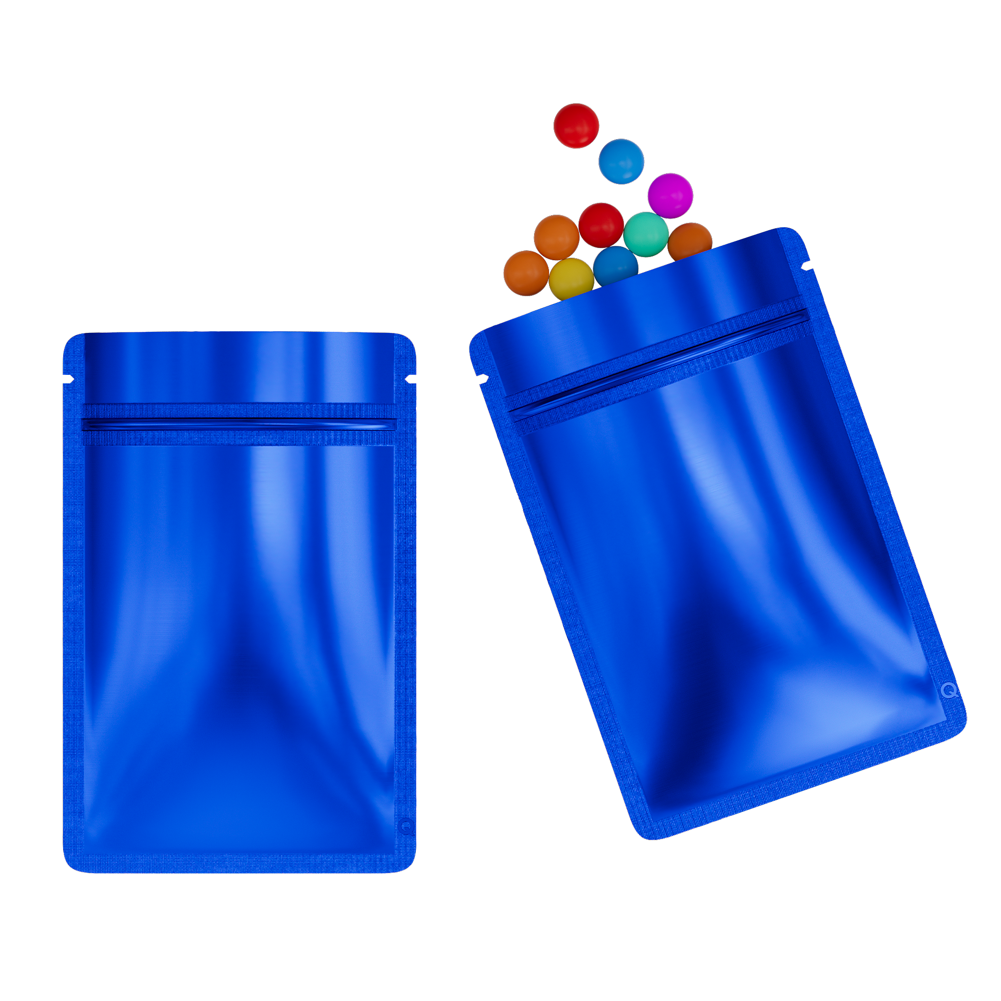 Metallic Mylar Flat Zipper Seal Bags – Glossy Lapis Lazuli Blue QuickQlick® Bags with Rounded Corners