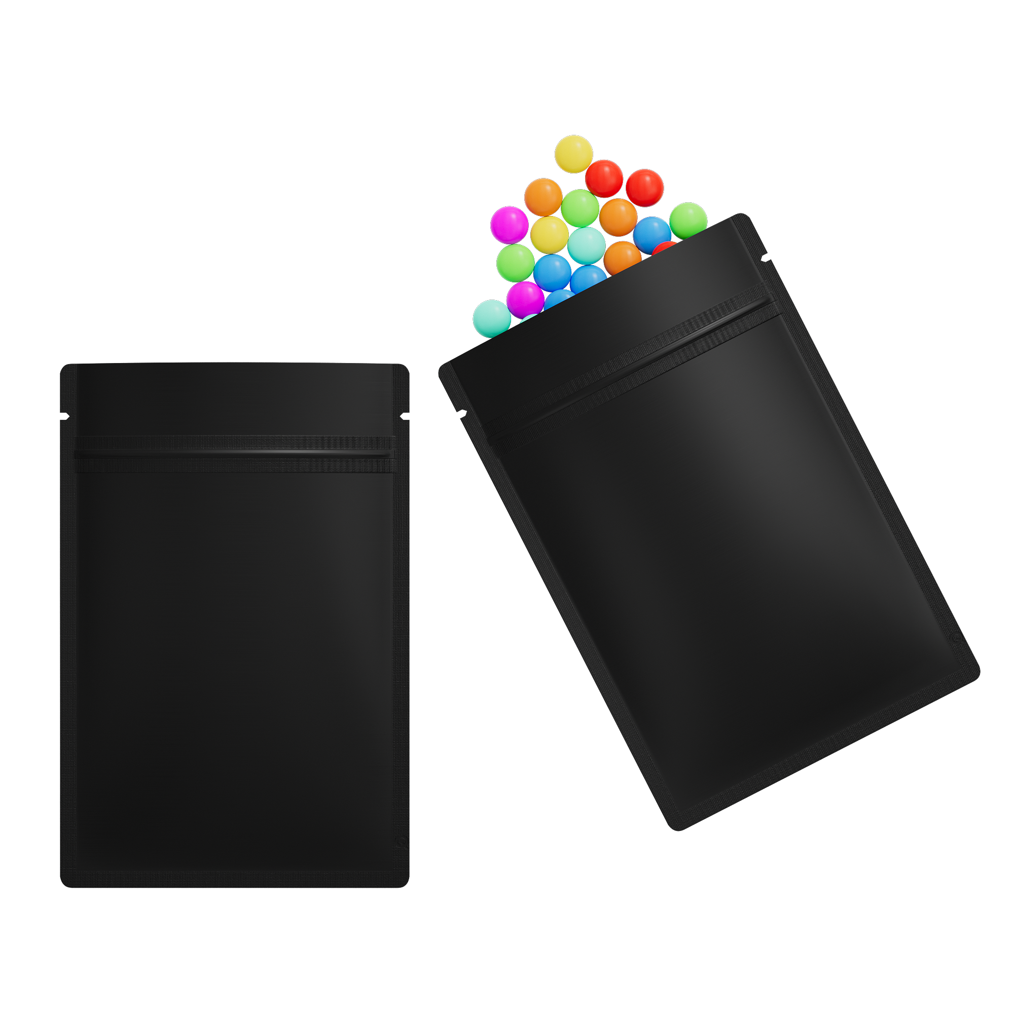 Reusable Flat Zipper Seal Bags – Matte Foggy Night Black Metallized Mylar Foil with Rounded Corners