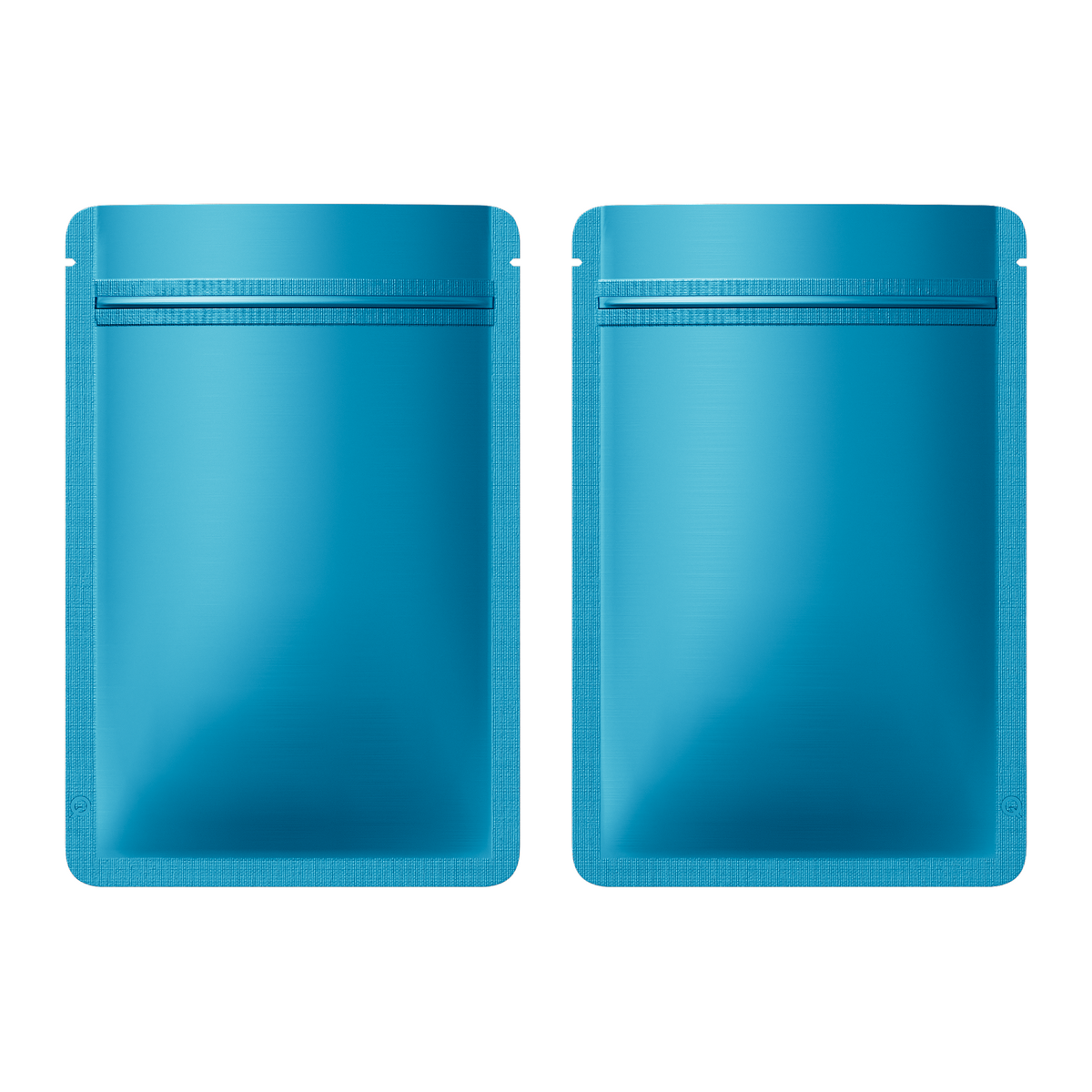 Reusable Flat Zipper Seal Bags – Matte Shock Blue Mylar Foil with Rounded Corners