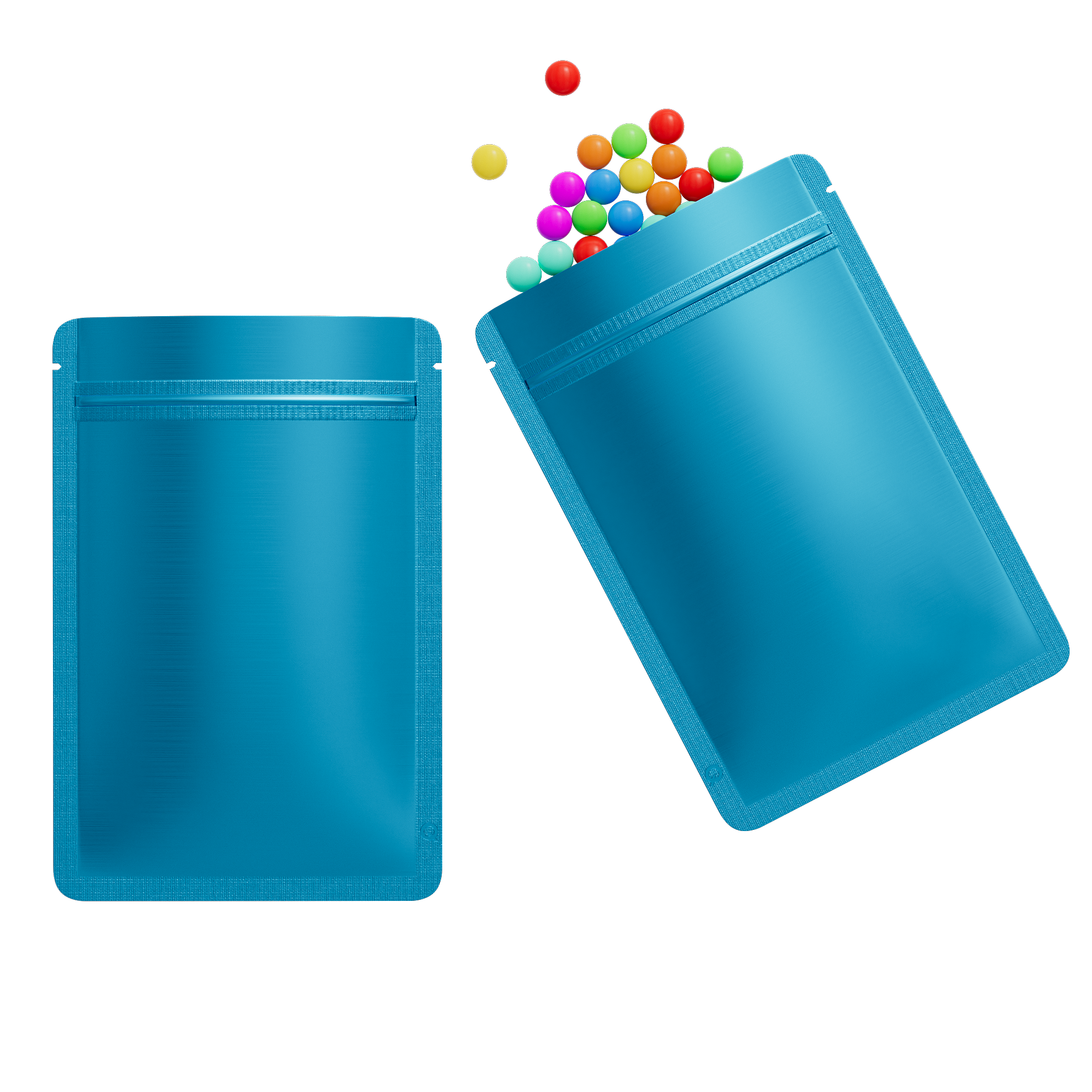 Reusable Flat Zipper Seal Bags – Matte Shock Blue Mylar Foil with Rounded Corners