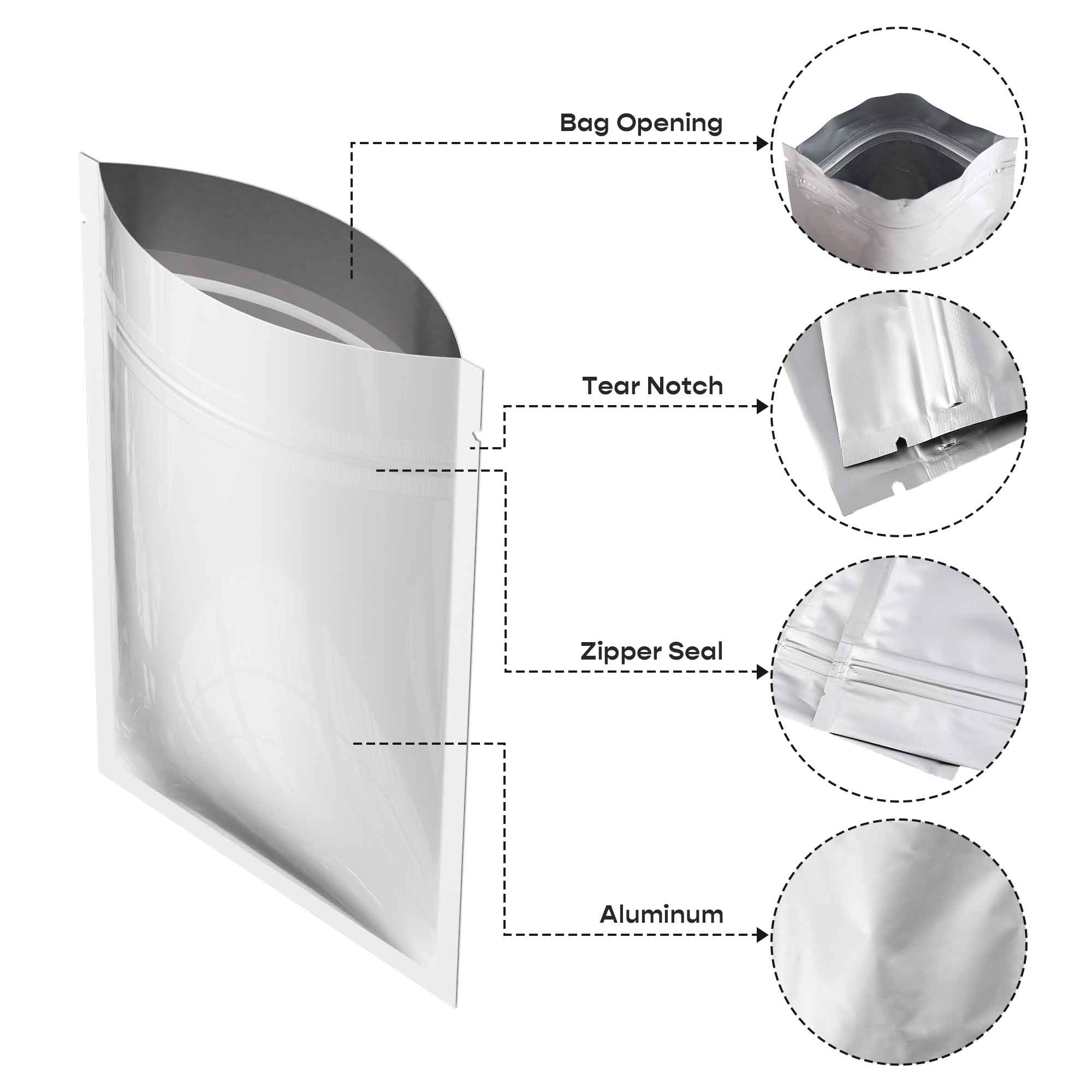 Customizable Heavy Duty Aluminum Foil Flat Zipper Seal Bags (Full Customization)