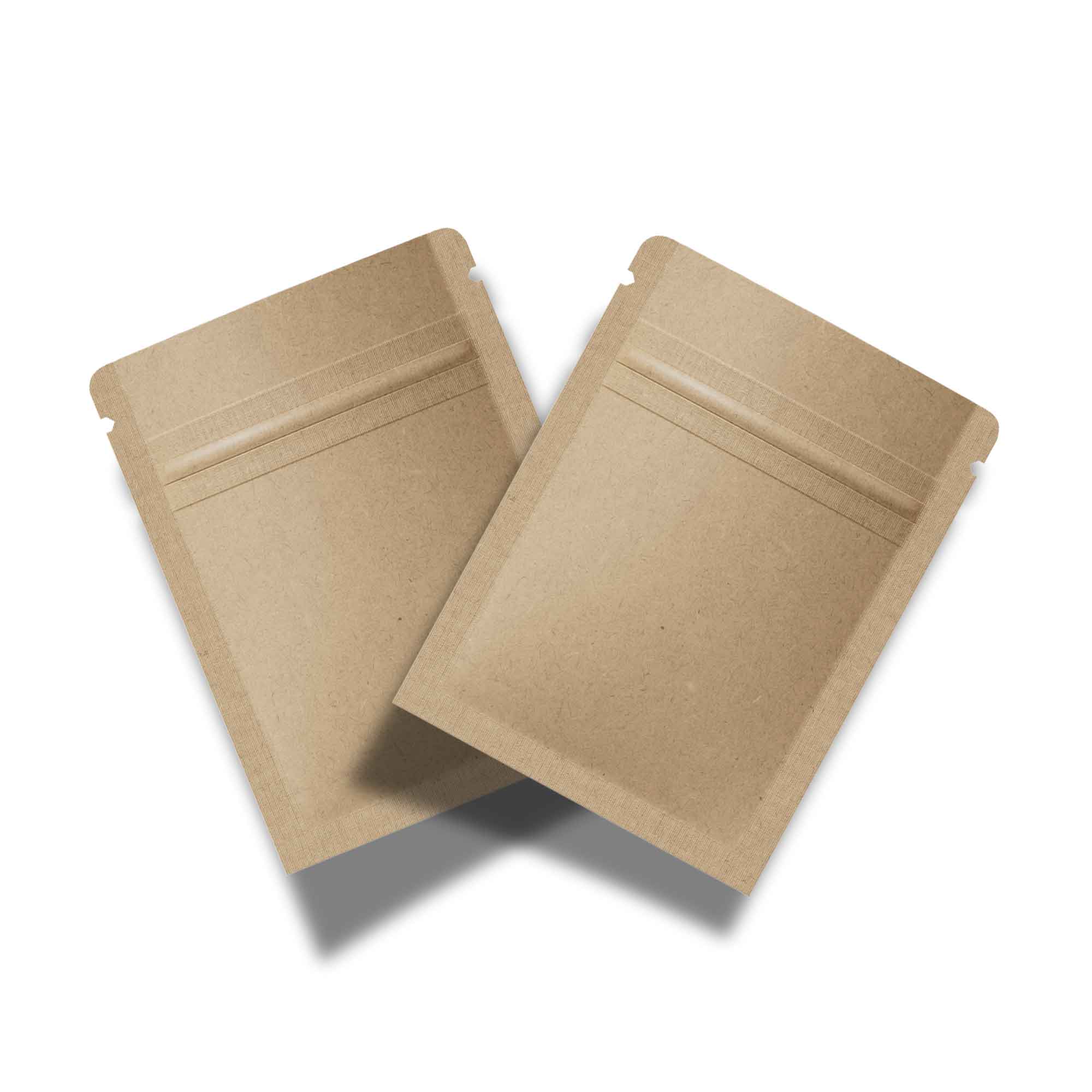 Customizable Vintage Brown Double Sided Kraft Flat Zipper Seal Bags (Basic Printing)