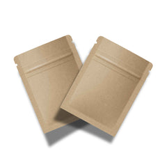 Customizable Vintage Brown Double Sided Kraft Flat Zipper Seal Bags (Basic Printing)