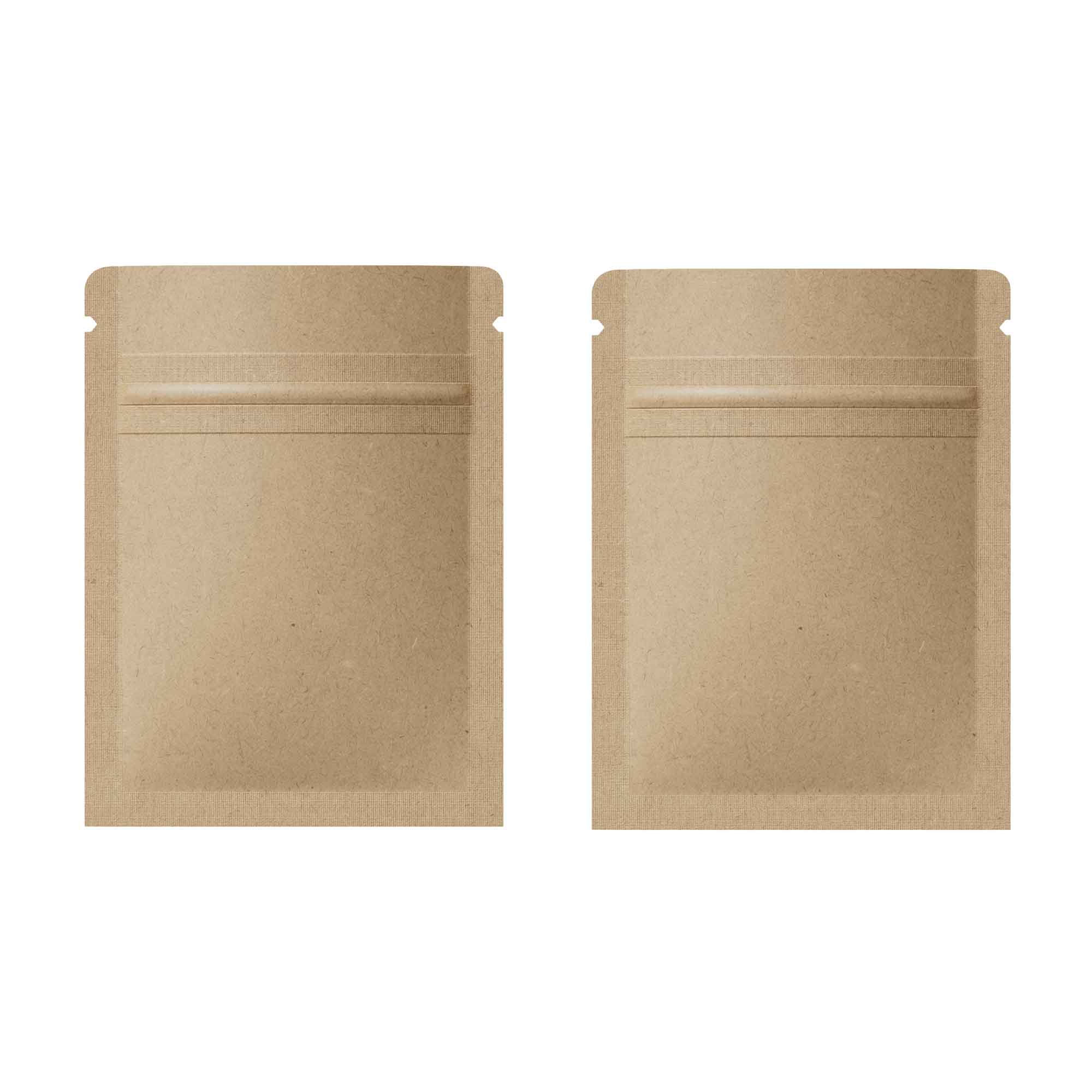 Customizable Vintage Brown Double Sided Kraft Flat Zipper Seal Bags (Basic Printing)