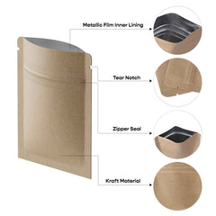 Customizable Vintage Brown Double Sided Kraft Flat Zipper Seal Bags (Full Customization)