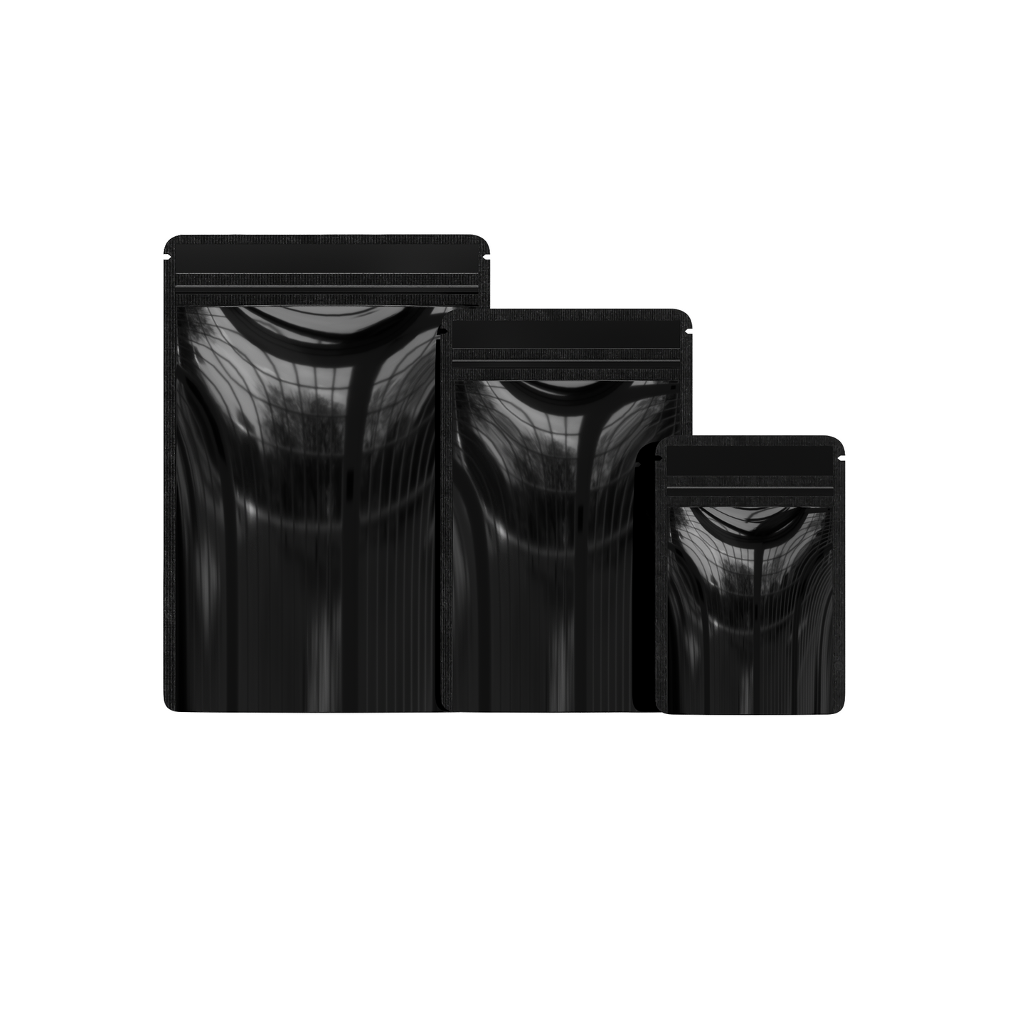 QQ Studio® Mirror Black Open Bottom Mylar Pre-Sealed Top QuickQlick® Bags with Rounded Corner