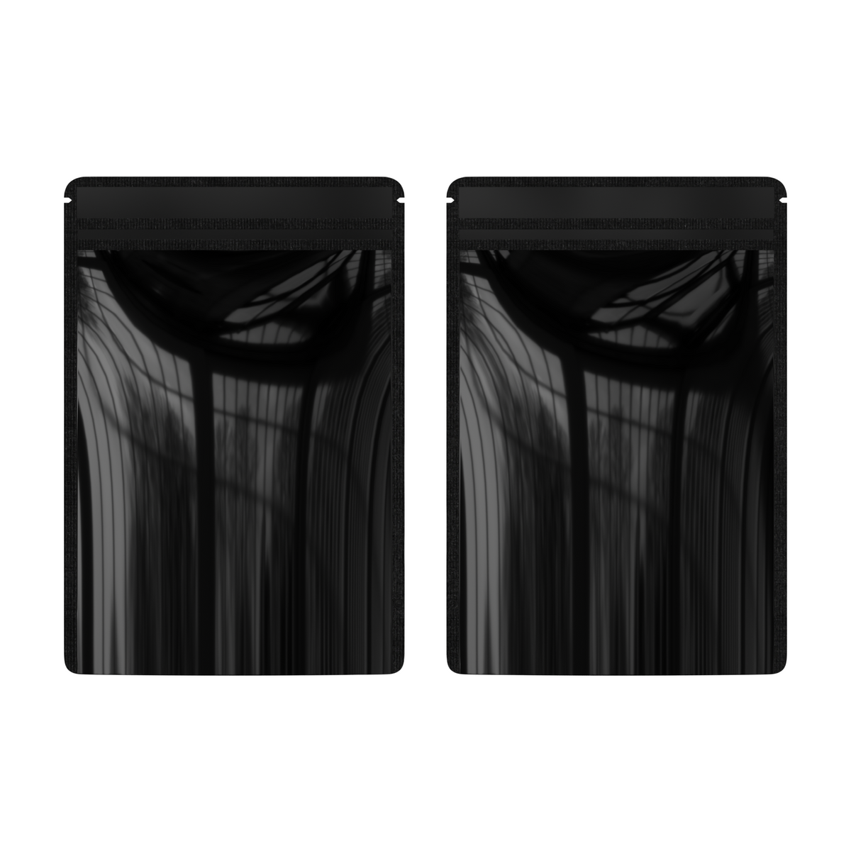 Reusable Flat Zipper Seal Bags – Mirror Black Mylar Open Bottom Pre-Sealed Top Rounded Corners