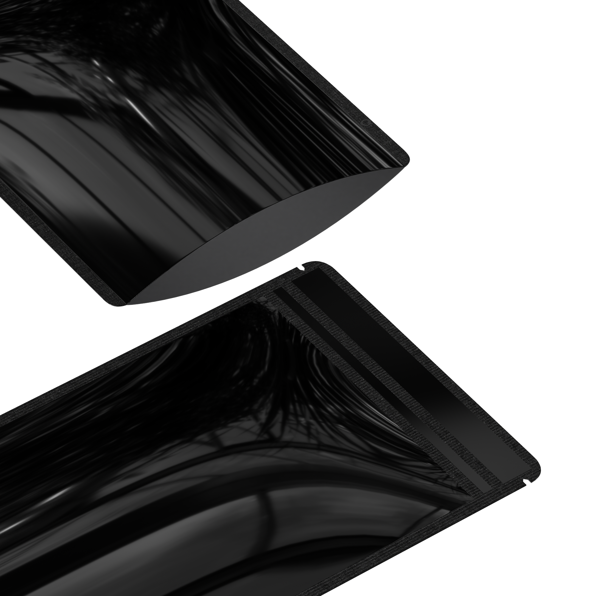 Reusable Flat Zipper Seal Bags – Mirror Black Mylar Open Bottom Pre-Sealed Top Rounded Corners