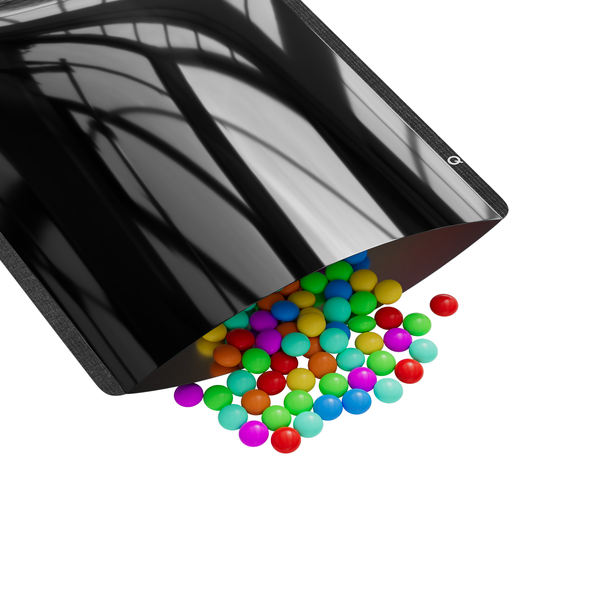 Reusable Flat Zipper Seal Bags – Mirror Black Mylar Open Bottom Pre-Sealed Top Rounded Corners