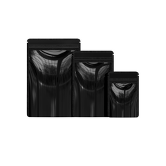 Reusable Flat Zipper Seal Bags – Mirror Black Mylar Open Bottom Pre-Sealed Top Rounded Corners