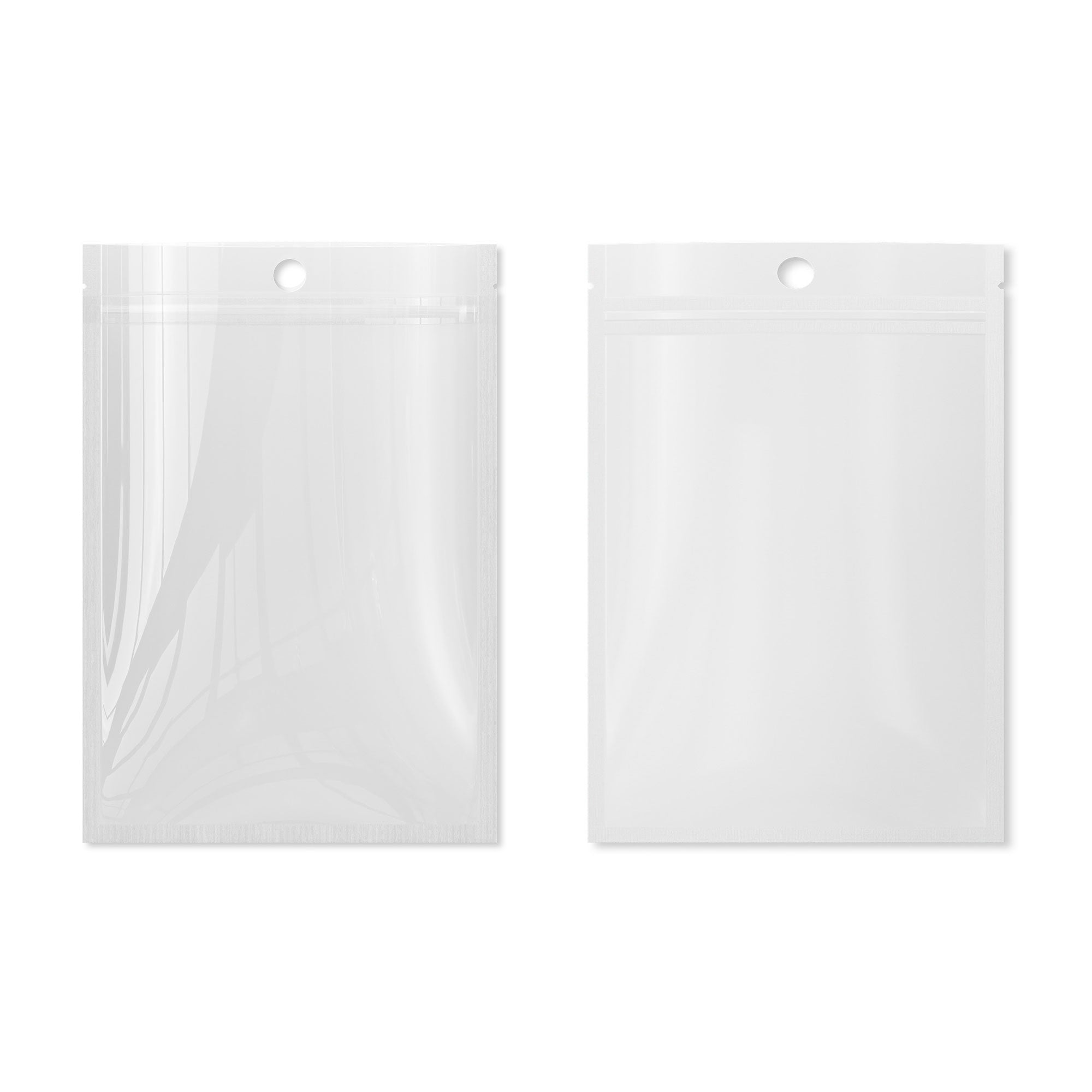Customizable Clear and Half Diamond Holographic Mylar Flat Zipper Seal Bags with Round Hang Hole (Full Customization)