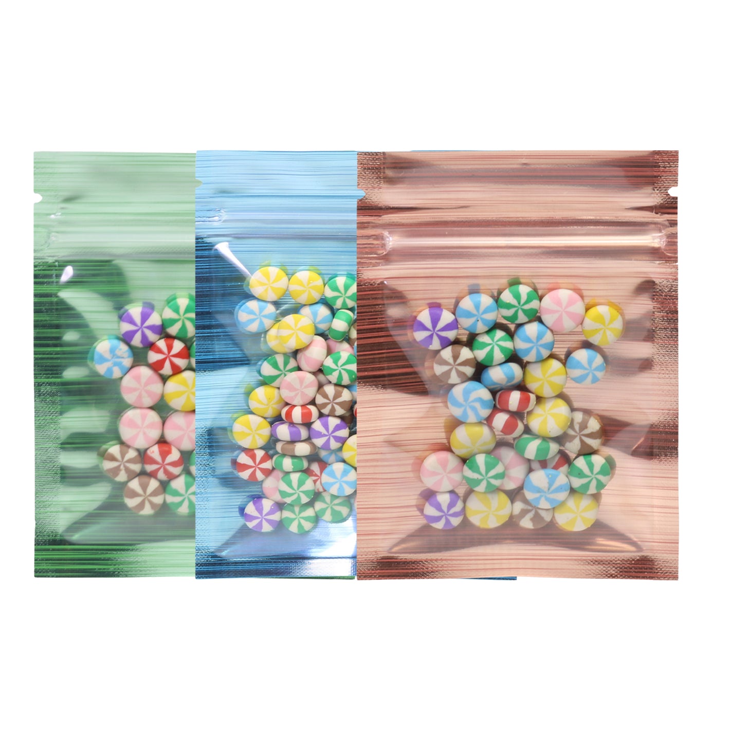 2.76 Inch x 3.94 Inch Flat Zipper Seal Bags – Transparent Stripe Design Mylar Foil QuickQlick® Style