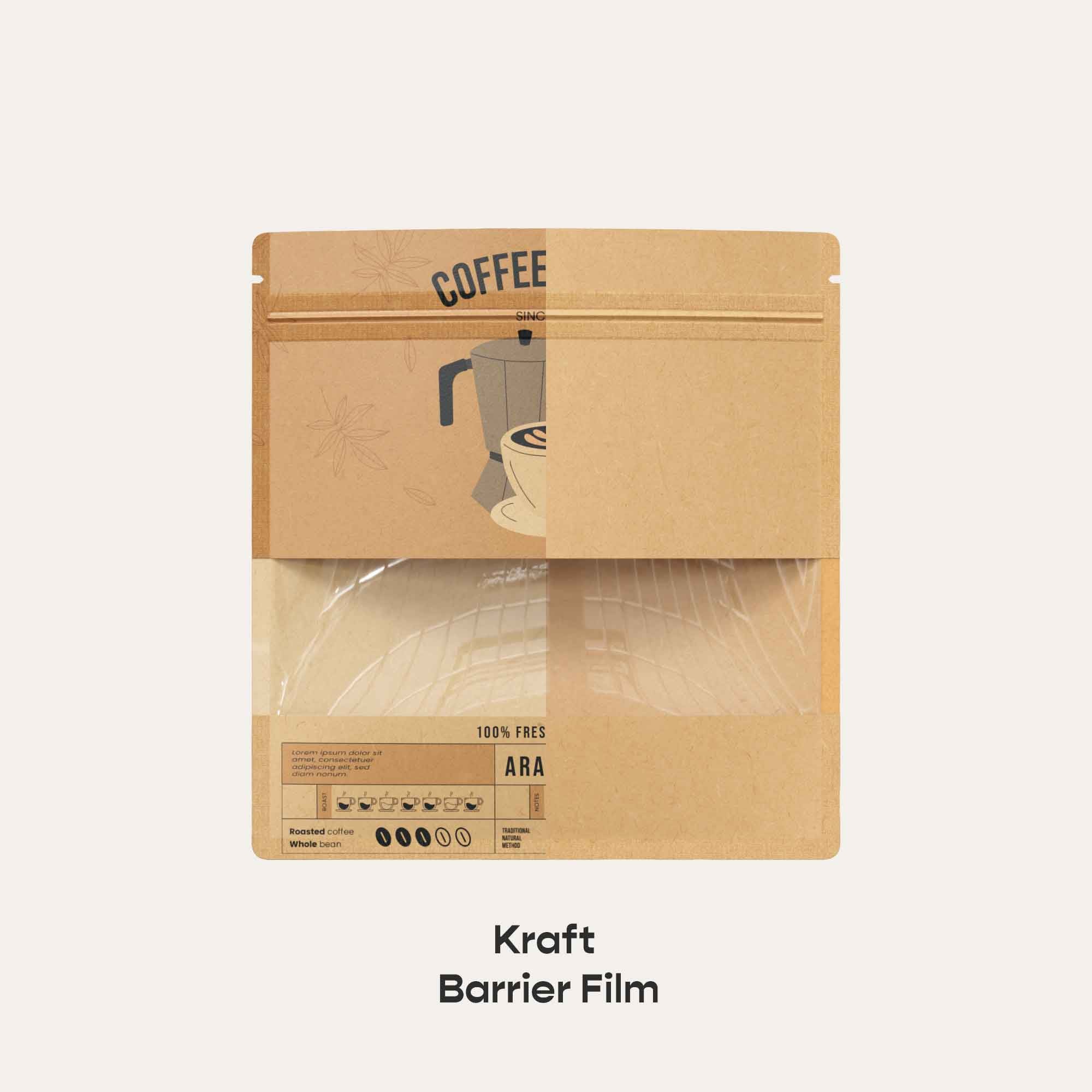 Customizable Kraft Flat Zipper Seal Bag with Center Bar Window (Full Customization)