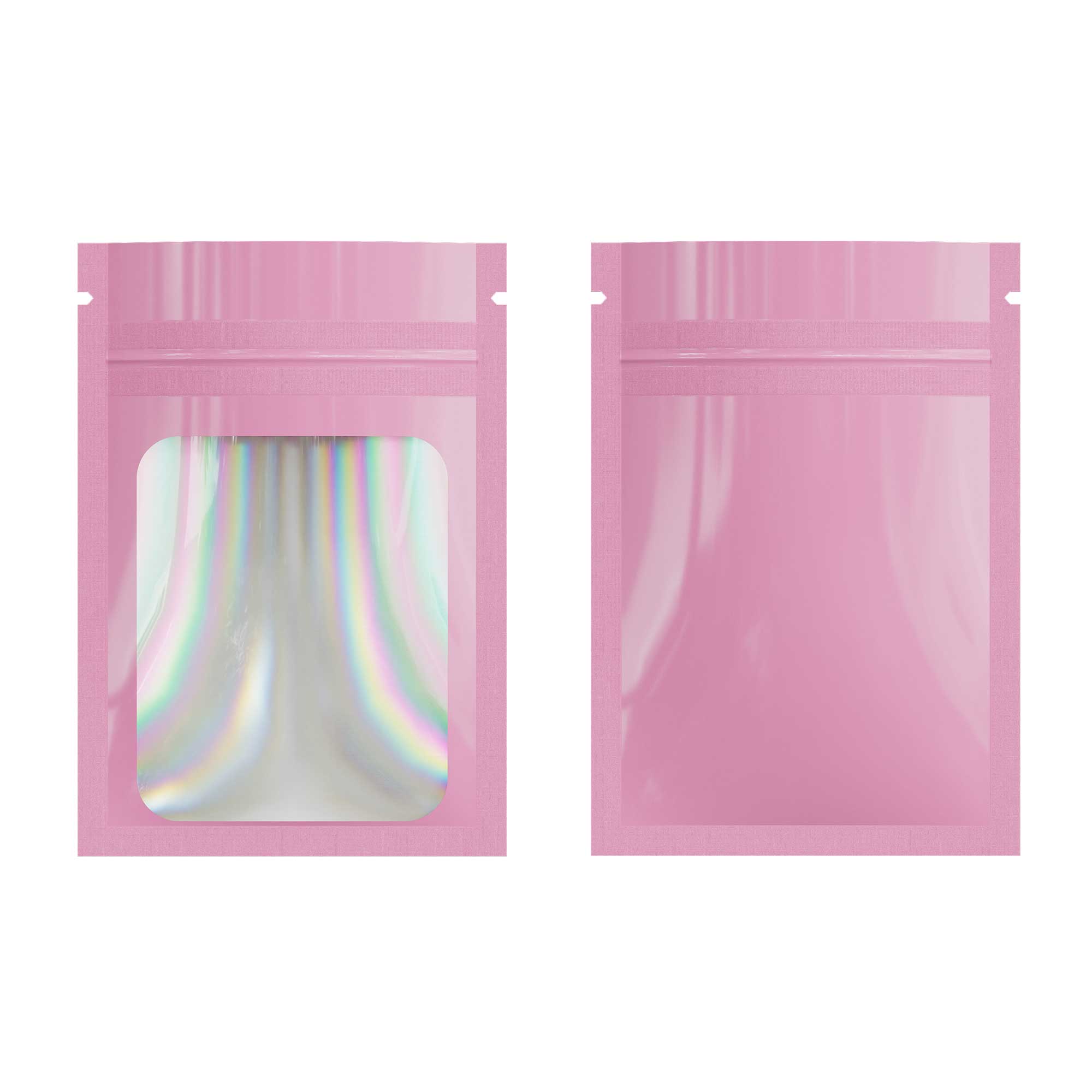 Customizable Flat Zipper Seal Window Bags with Holographic Interior (Basic Printing)