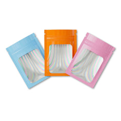 Customizable Flat Zipper Seal Window Bags with Holographic Interior (Basic Printing)