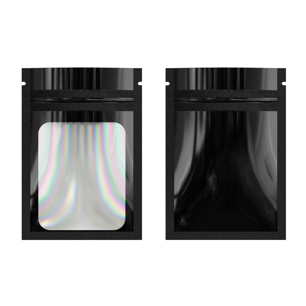 Customizable Flat Zipper Seal Window Bags with Holographic Interior (Basic Printing)