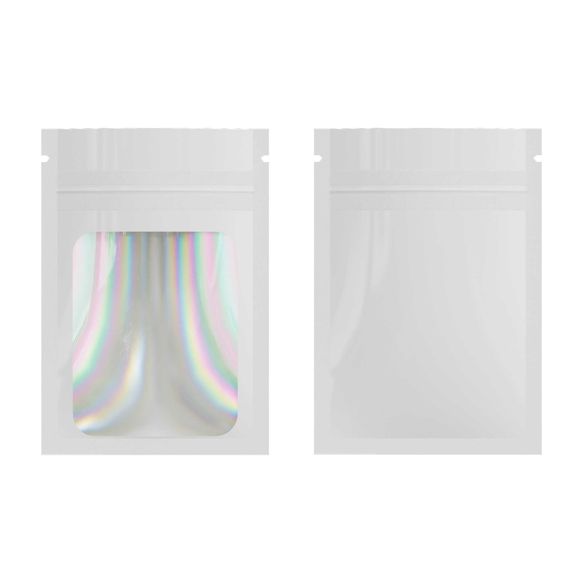 Customizable Flat Zipper Seal Window Bags with Holographic Interior (Basic Printing)