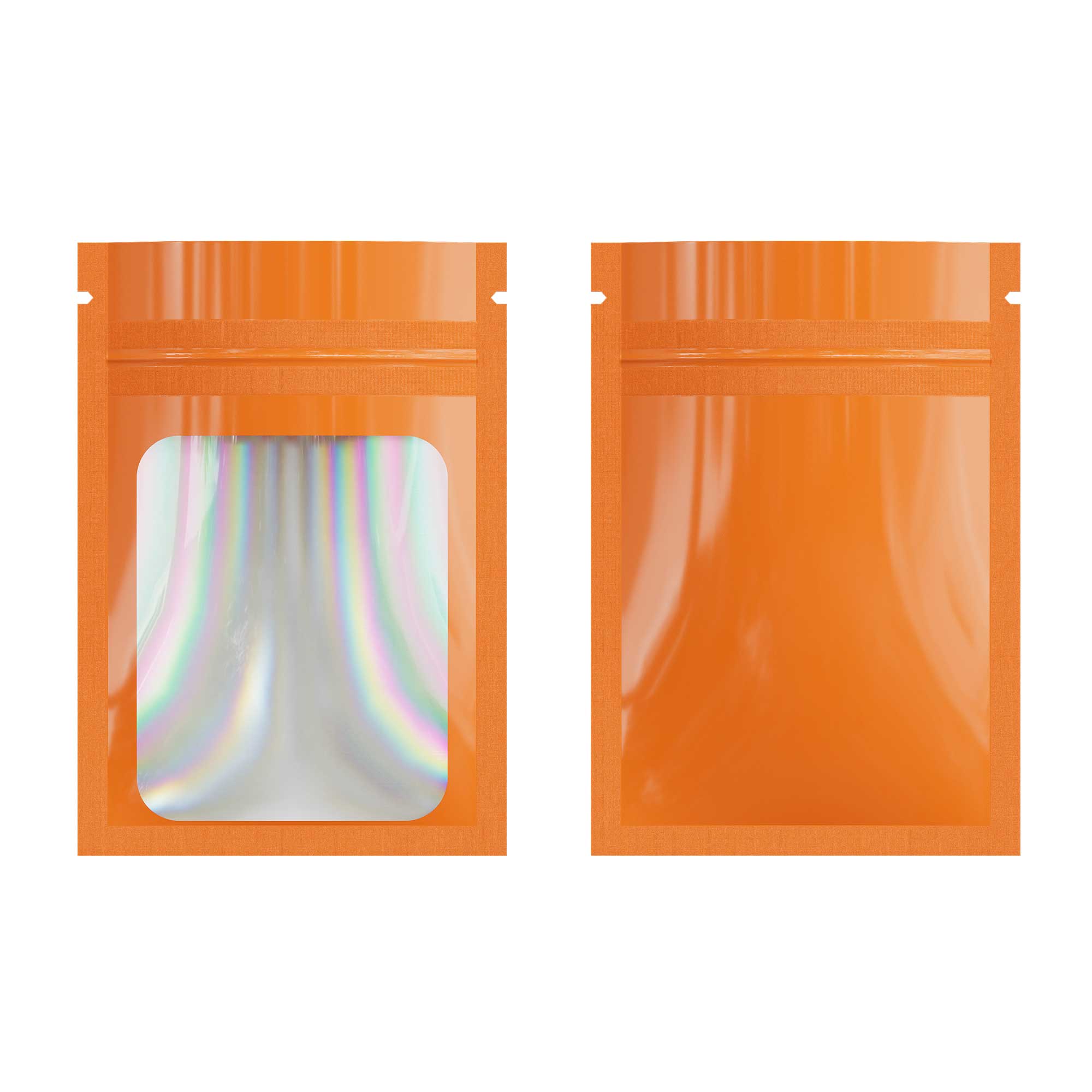 Customizable Flat Zipper Seal Window Bags with Holographic Interior (Basic Printing)