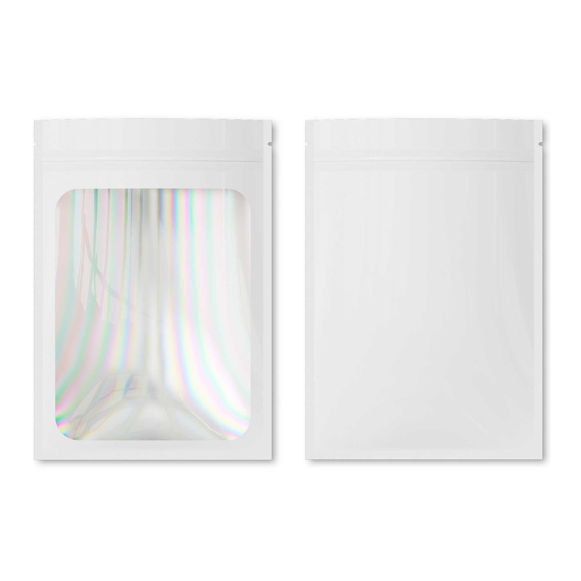 Customizable Flat Zipper Seal Window Bags with Holographic Interior (Full Customization)
