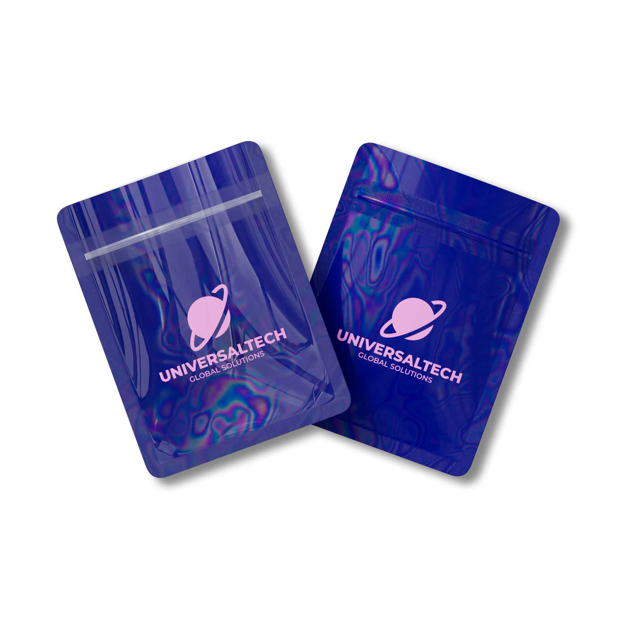 Customizable Clear and Half Gemstone Colored Mylar Flat Zipper Seal Bags (Basic Printing)
