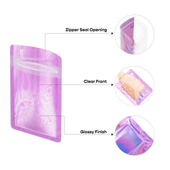 Customizable Clear and Half Gemstone Colored Mylar Flat Zipper Seal Bags (Basic Printing)