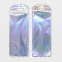 Reusable Flat Zipper Seal Bags – Half Diamond Pattern Metallic Foil with Butterfly Hang Hole