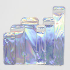 Reusable Flat Zipper Seal Bags – Half Diamond Pattern Metallic Foil with Butterfly Hang Hole