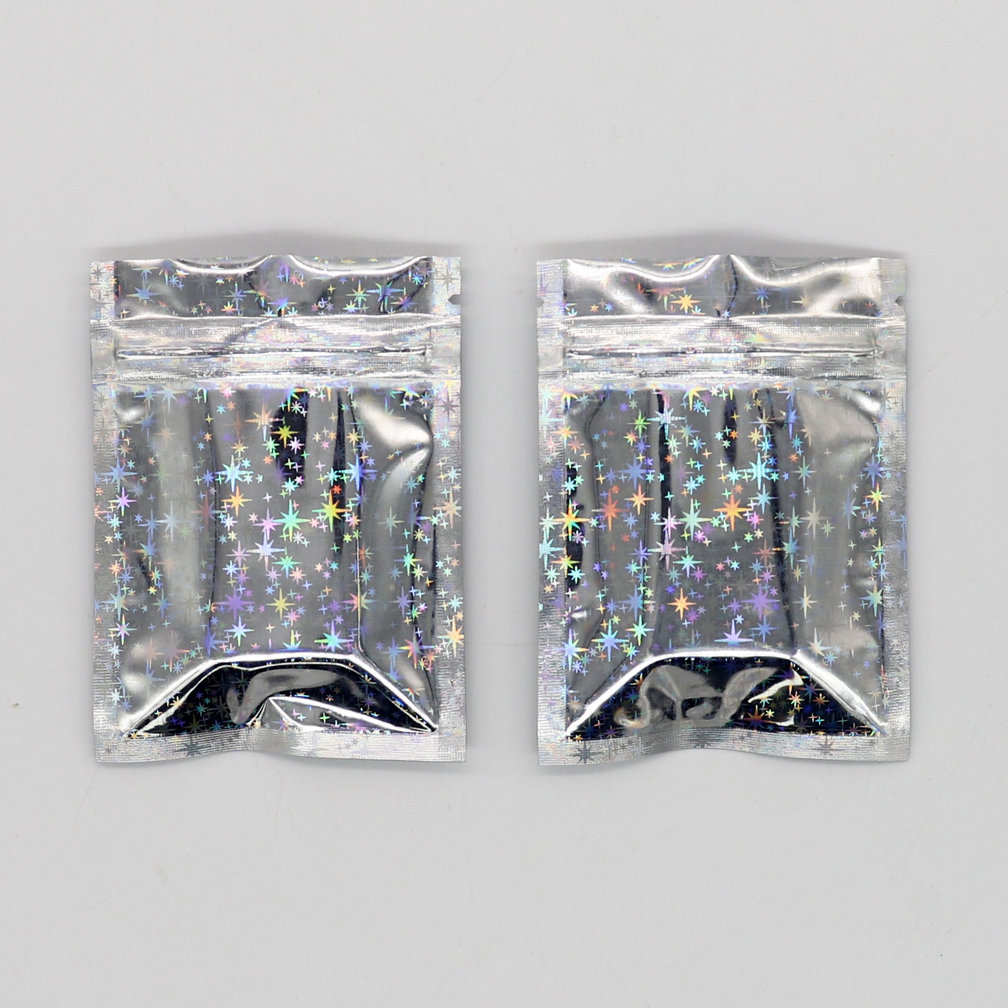 Reusable Flat Zipper Seal Bags – Diamond Mylar with Holographic Glitter Finish