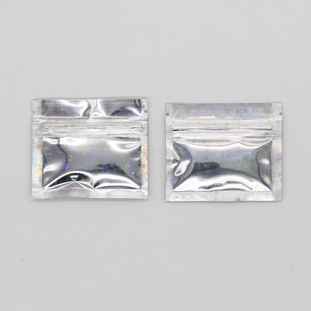 Reusable Flat Zipper Seal Bags – Diamond Mylar with Holographic Glitter Finish