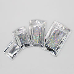 Reusable Flat Zipper Seal Bags – Diamond Mylar with Holographic Glitter Finish