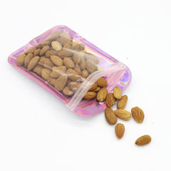 Reusable Flat Zipper Seal Bags – Kaleidoscope Holographic Clear Front with Butterfly Hang Hole