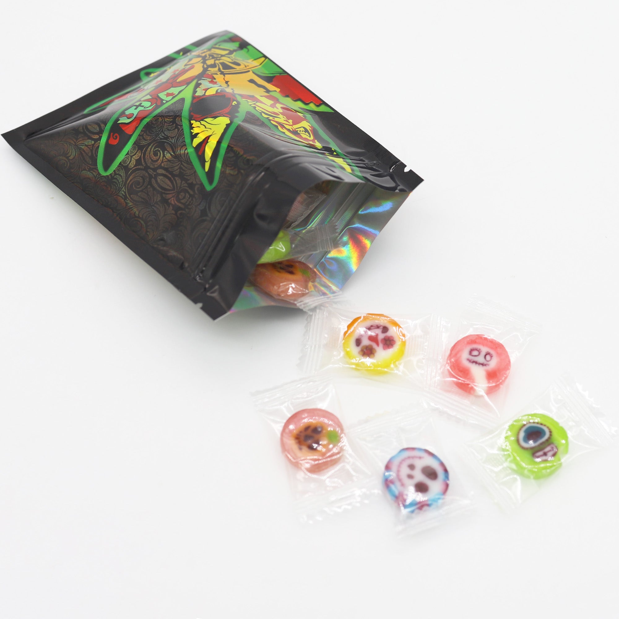 Reusable Flat Zipper Seal Bags – Decorative Leaves Design Metallic Foil
