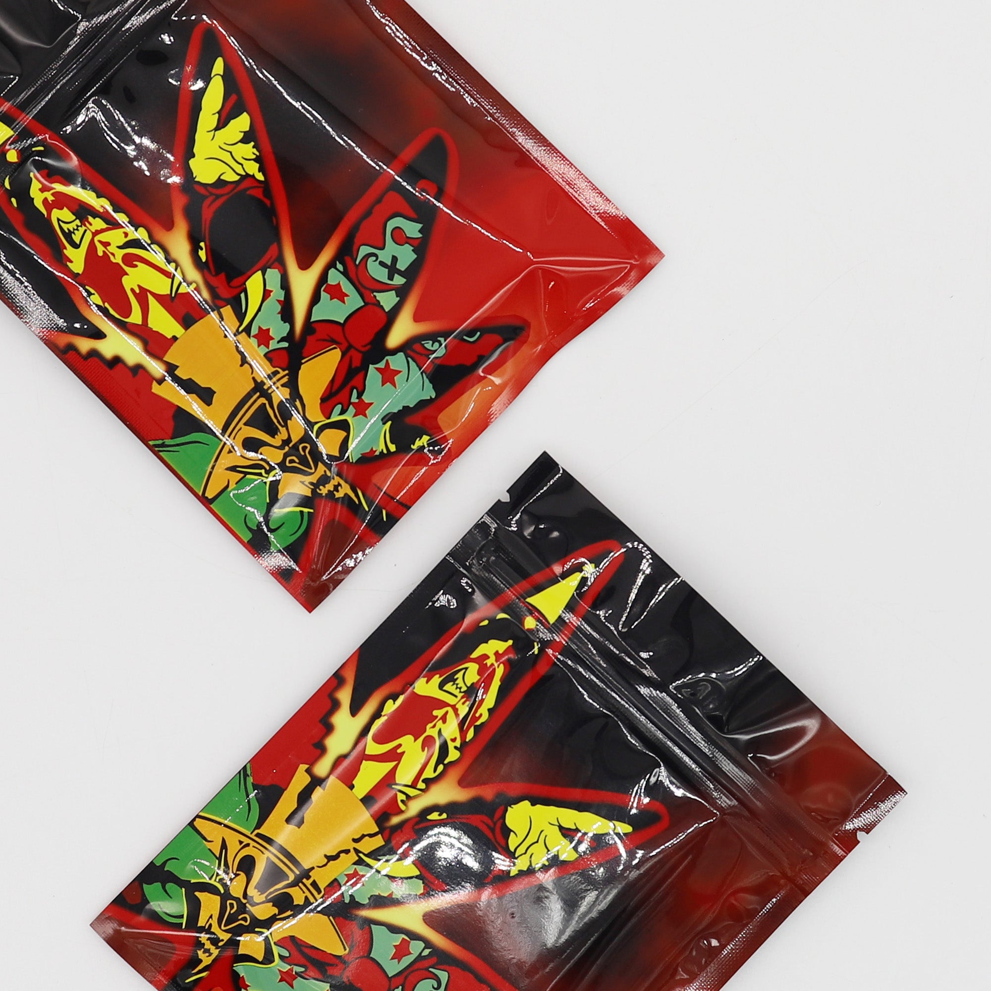 Reusable Flat Zipper Seal Bags – Decorative Leaves Design Metallic Foil