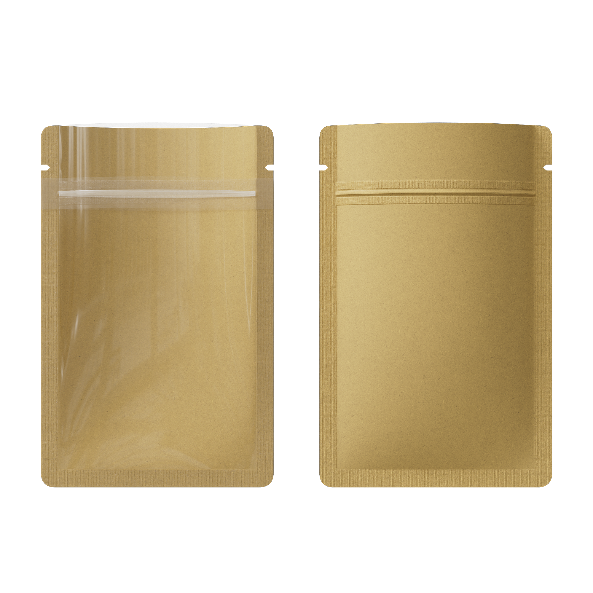 Krafty Brown Flat Zipper Seal Bags – Half Non-Laminated QuickQlick® Pouches