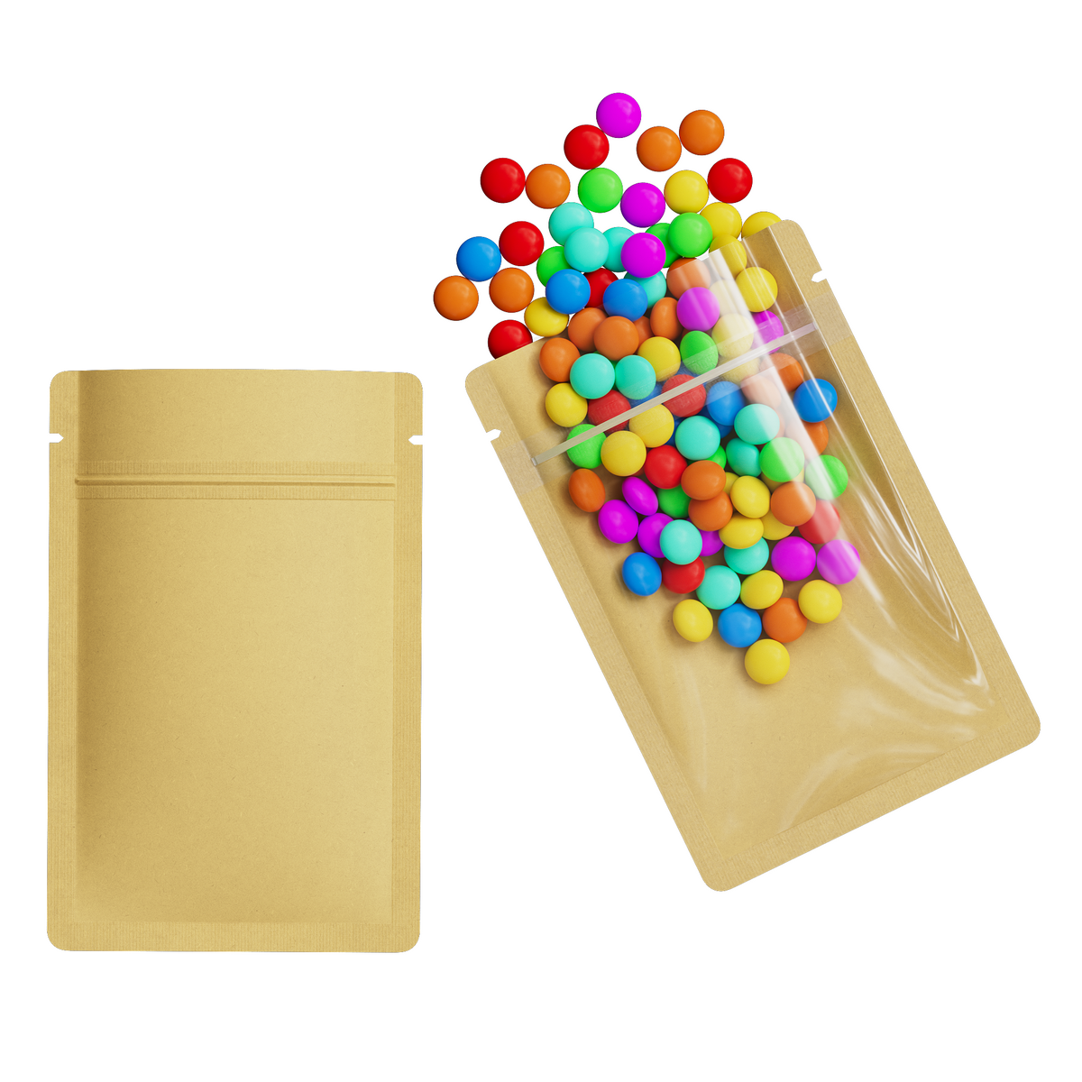 Krafty Brown Flat Zipper Seal Bags – Half Non-Laminated QuickQlick® Pouches