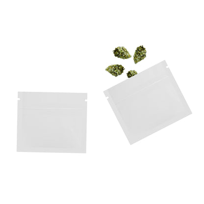 Glossy Double-Sided Arctic White Mini Mylar Foil Smell Proof Flat Zipper Seal Bags
