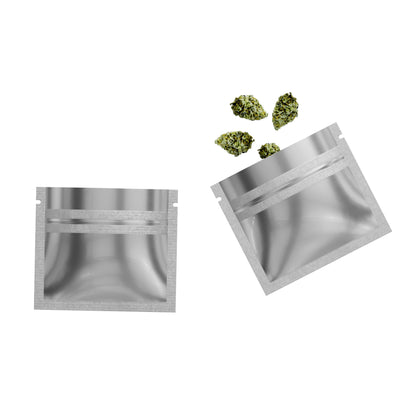 Glossy Double-Sided Chrome Silver Mini Mylar Foil Smell Proof Flat Zipper Seal Bags